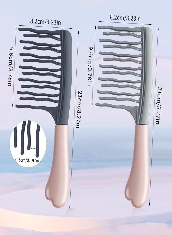ValueBargain 2 Pack Wide Tooth Comb Coconut, Curly Hair Brush with Double-Layer Wavy Teeth & Ergonomic Handle, Detangling Comb for Thick/Wet Hair, Travel Friendly - Image 2